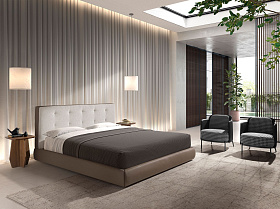 Кресло 5139 из черно-белой ткани и черной экокожи