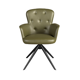 Вращающееся кресло 4192 из темно-зеленой экокожи