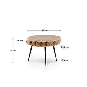 Приставной столик Eider из массива акации и стали Ø 40 x 30 см