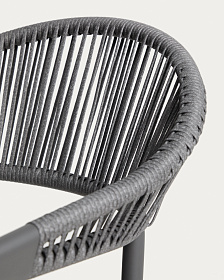 Уличный стул Alimia из графитового алюминия с серой веревкой