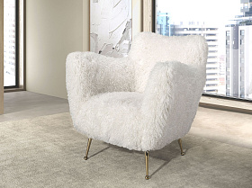 Белое кресло 5191 из ткани с длинным ворсом 
