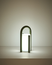 Портативная настольная лампа Leros из полиэтилена и стали зеленого цвета