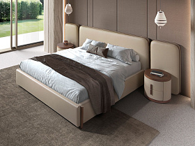 Прикроватная тумбочка 7219 из экокожи и ореха