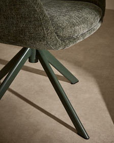 Lexa Вращающееся кресло из зеленого шенилла и стальными зелеными ножками