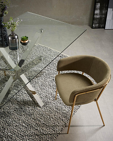 Стул Konnie золотой металл бархат бежево-серый