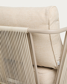 Двухместный уличный диван Zivia из веревки цвета экрю и стали таупе 178 см