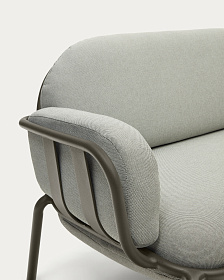 Уличный диван Joncols из серой ткани и зеленым алюминиевым каркасом 225 см