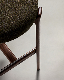 Барный стул Granite из зеленой синели и ясеня с отделкой орех 75 см