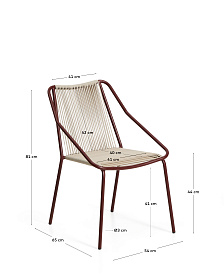 Уличный стул Zivia из веревки цвета экрю и стали бордового цвета