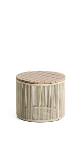 Уличчный столик Dandara из стали, веревки цвета экрю и массива акации Ø70 см