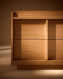 Прикроватная тумба Onix, 2 ящика, шпон дуба натурального цвета