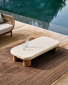 Журнальный столик Labra из цемента и акации 140 x 70 см