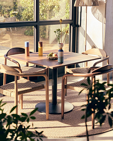 Esilda Стол с меламиновой отделкой под орех и черной металлической  ножкой