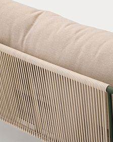 Уличный 2-х местный диван Zivia из веревки цвета экрю и стали зеленого цвета