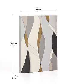 Абстрактный холст Marvilo серо-горчичного цвета 80 x 100 см