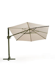 Бежевый консольный зонт Noli с зеленой алюминиевой конструкцией, 300 x 420 см