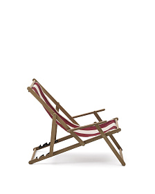Vilara Складной шезлонг для улицы в полоску бордового и бежевого цвета