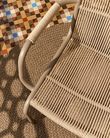 Уличное кресло Salis из алюминия цвета экрю и веревки