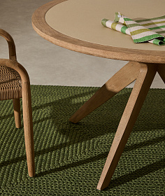 Julieta Уличный стол из полицемента и массива акации Ø 120 см