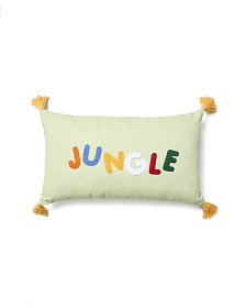 Чехол для подушки из хлопка Tandani зеленого цвета с разноцветной вышивкой 30 x 50 см