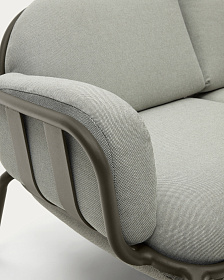 Уличный диван Joncols из серой ткани и зеленым алюминиевым каркасом 164 см