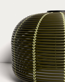 Уличный светильник Garoina из зеленого искусственного ротанга Ø50 см