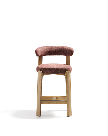 Полубарный стул Granite из терракотовой синели и ясеня с натуральной отделкой 65 см