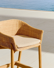 Барный стул Galea из тикового дерева и синтетического ротанга, 75 см