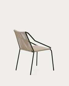 Садовое кресло Zivia из веревки цвета экрю и оцинкованной стали зеленого цвета