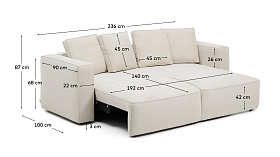 3-местный диван-кровать Marela бежевый шенилл 236 см