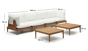 Portitxol Комплект из модульного дивана и 2-х журнальных столиков из массива тика