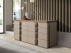 Комод 7203 из кожи, ореха и полированной стали