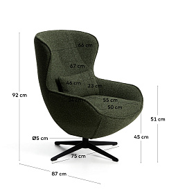 Поворотное кресло Sorile из темно-зеленой синели