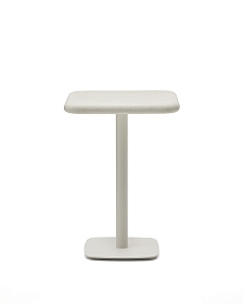 Уличный стол Dina высокий белый из цемента и стали со столешницей 70х70 см