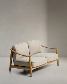 Уличный 2-х местный диван Elunda из тикового дерева и бежевой веревки