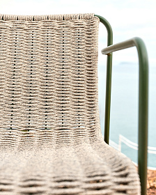 Стул Maurina из оцинкованной стали зеленого цвета и экрю и серым шнуром