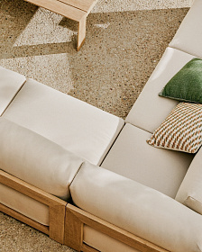 Угловой 5-местный диван Ambra из массива акации со светлой отделкой 248 см