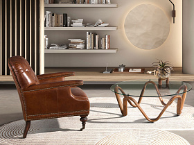 Журнальный столик 2124/CT20048 из стекла и ореха