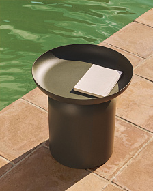 Уличный столик Arcola из зеленого алюминия, диаметр 45 см