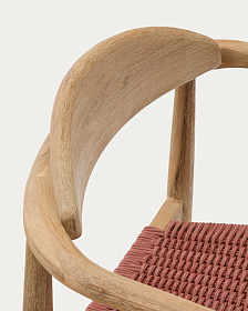 Стул Glynis из массива эвкалипта с розовой веревкой