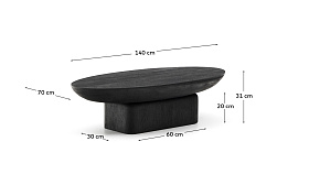 Ovak Журнальный столик из акации с чёрной отделкой 140 x 70 см