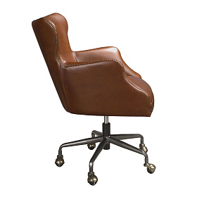Вращающееся кресло 4166 из темно-коричневой кожи