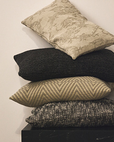 Чехол для подушки Mevia из льна и хлопка бежевого и черного цветов, 50 x 50 см