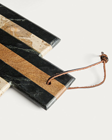 Сервировочная доска Surne из черного и бежевого мрамора 30 x 18 см