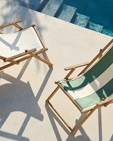 Vilara Складной шезлонг для улицы в полоску зеленого и бежевого цвета