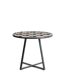 Уличный стол Tella из зеленой стали с разноцветной плиткой 90 см