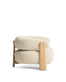 Уличное кресло Granite бежевое с ножками из тикового дерева