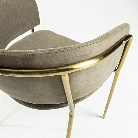 Стул Konnie золотой металл бархат бежево-серый