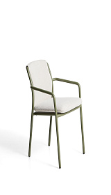 Уличный стул Linosa из зеленого алюминия с бежевой подушкой