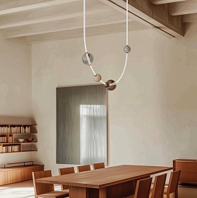 Подвес горизонтальный Yma с 4 акс. WHITE, METAL ORO MATE, TRANSPARENTE 20CM, FUME GRIS 20CM 